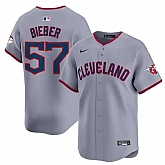Men's Cleveland Guardians #57 Shane Bieber Gray 2025 Alternate Limited Stitched Jersey Dzhi,baseball caps,new era cap wholesale,wholesale hats